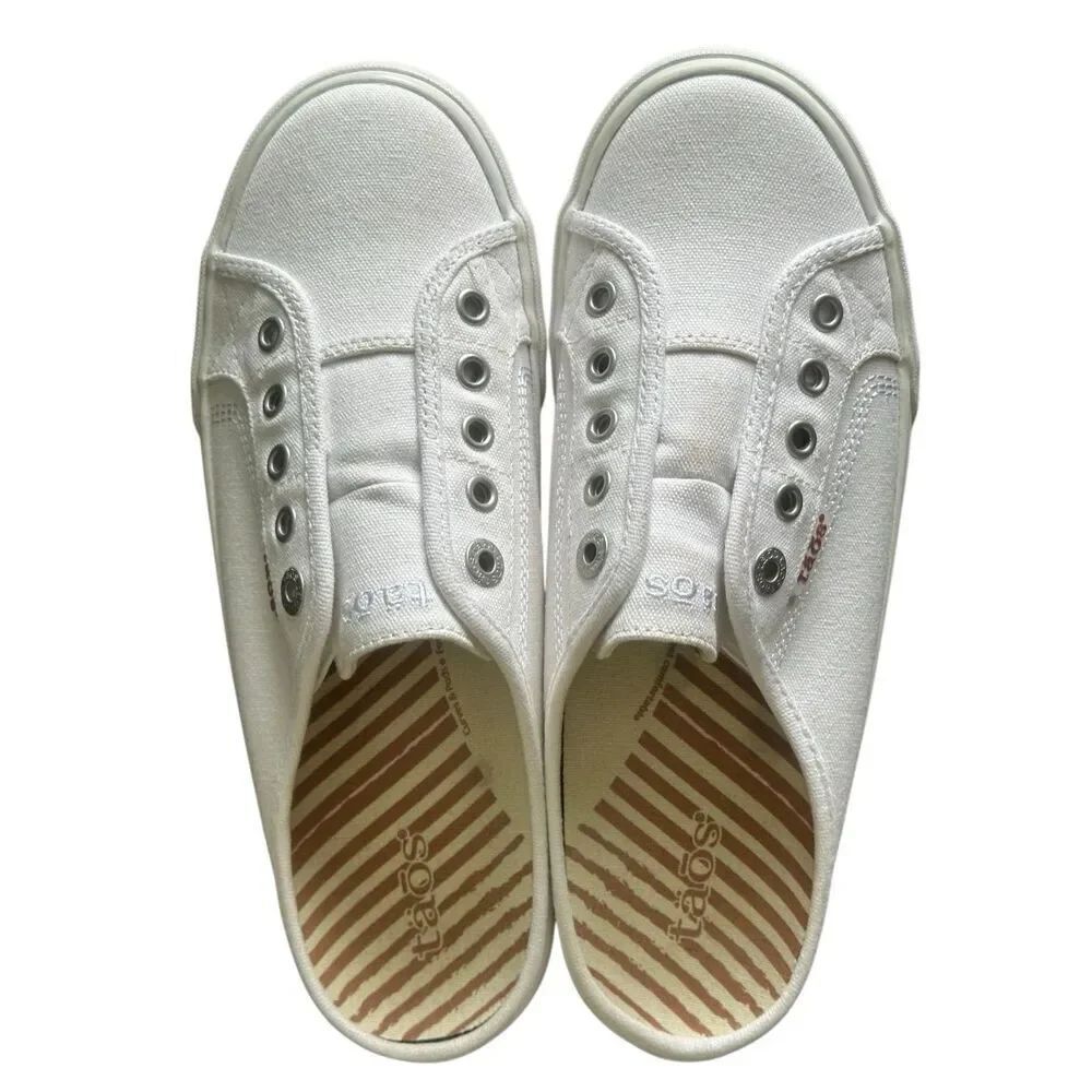 TAOS Footwear EZ Soul White Canvas Slip On Mules Size 9
